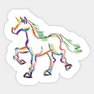 Colored Lines Unicorn Sticker